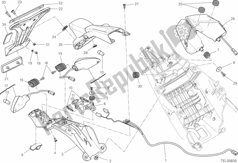 Todas las partes para Soporte De Matrícula - Luz Trasera de Ducati Hypermotard Hyperstrada Brasil 821 2015